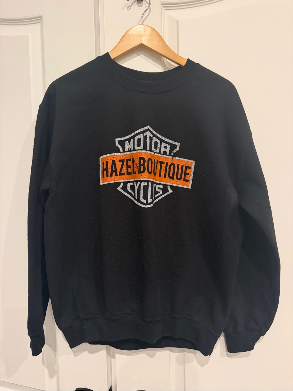 Hazel Boutique Motor Cycles Black Graphic Crewneck Sweatshirt